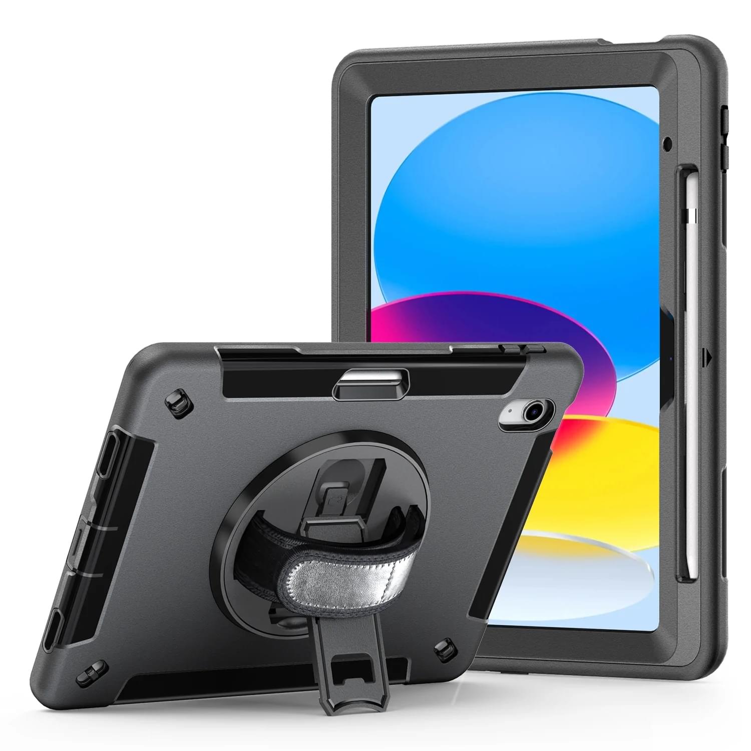 USP Rugged Apple iPad (11') (A16) (11th Gen) / iPad (10.9') (10th Gen) Case Black -Built-in-Kickstand