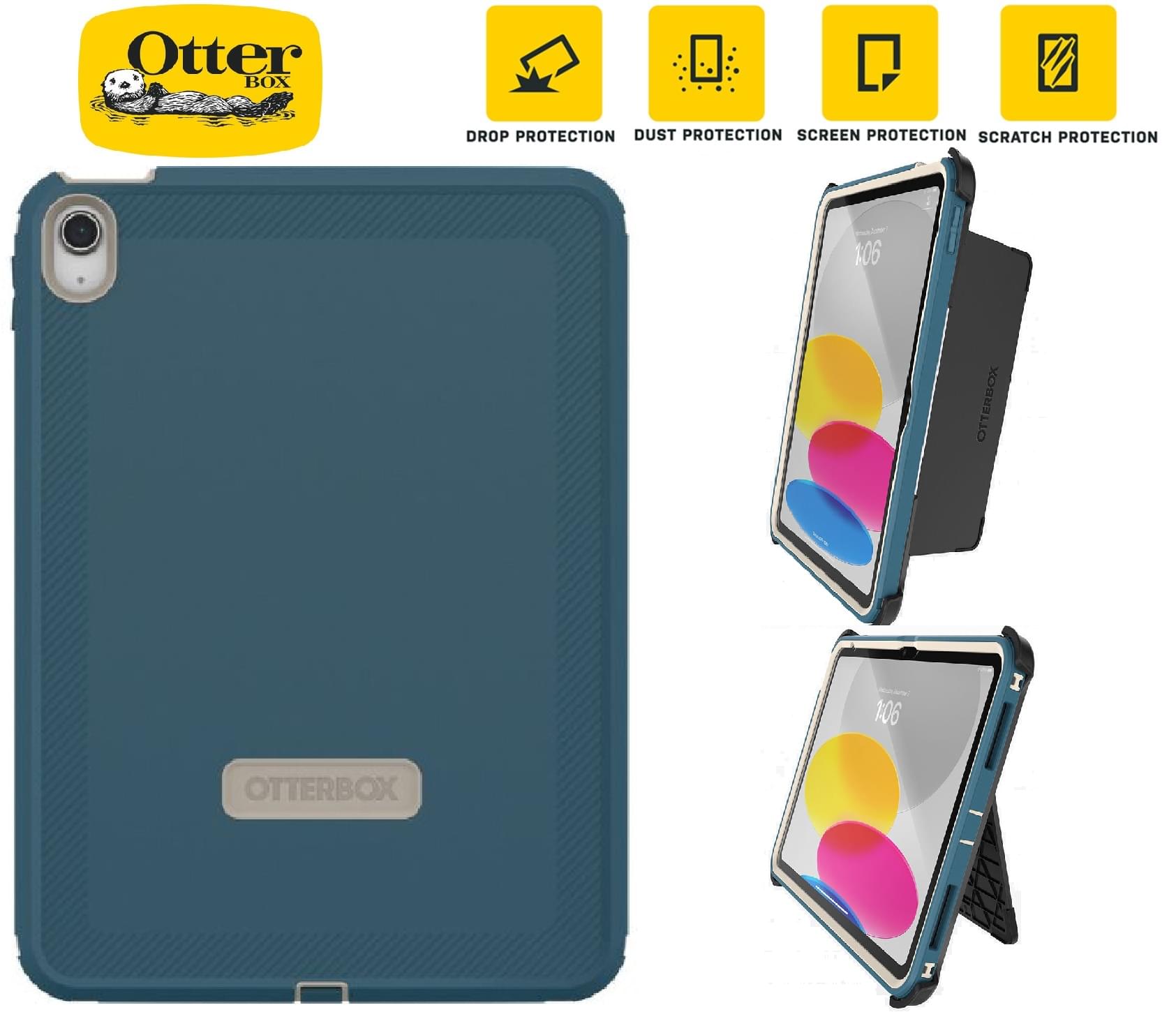 OtterBox Rugged Defender Apple iPad (11') (A16) (11th Gen) / iPad (10.9') (10th Gen) Kickstand Case Blue - (77-90081)