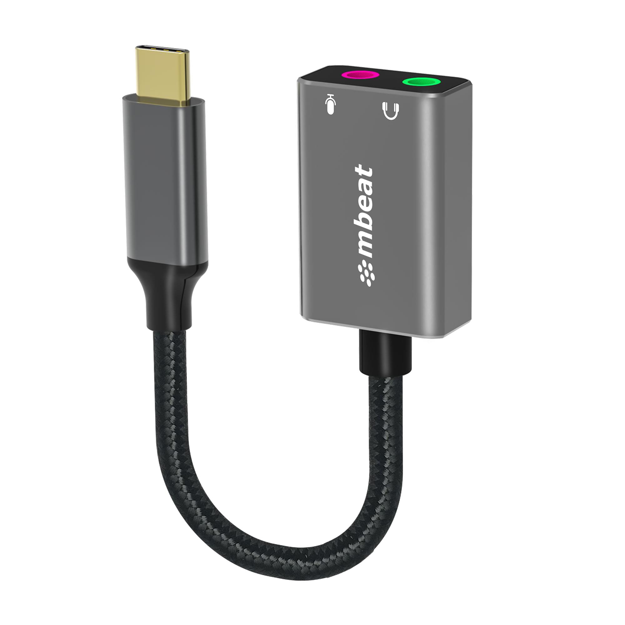 mbeatĀ® Elite USB-C to 3.5mm Audio and Microphone Adapter - Adds Headphone Audio and Microphone Jack to USB-C Computer