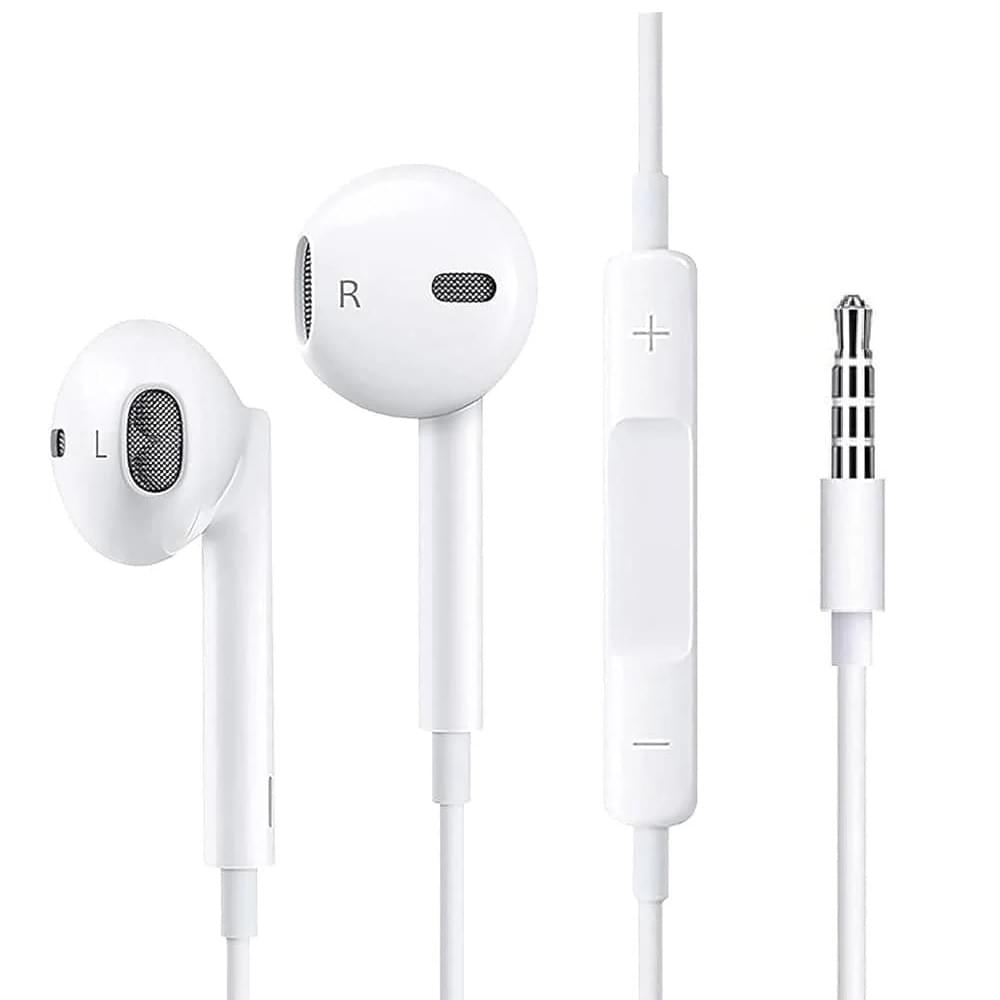 USP Pisen Half-in-Ear 3.5mm Earphones - White,Ergonomic Design,HD Call Microphone,5 Years Warranty